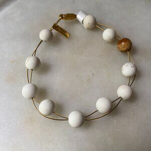 NWT Athens Protasis white stone gold tone wire beaded dainty bracelet boho